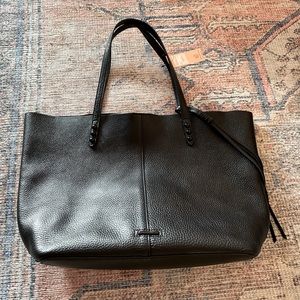 NWT Rebecca Minkoff Black Leather Tote With Stud Detail
